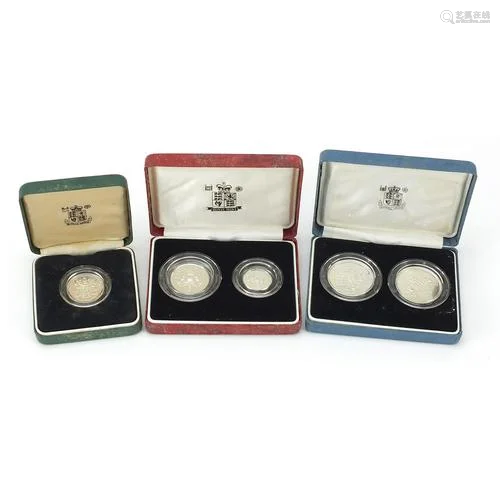 Modern silver proof coin sets comprising 1989 two pound two ...