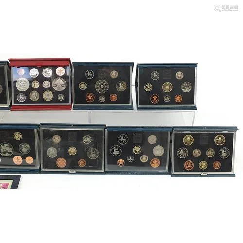 Fifteen Royal Mint Circulated coin collections including dat...