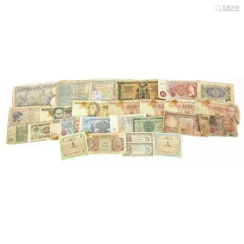 British and world banknotes including ten shillings