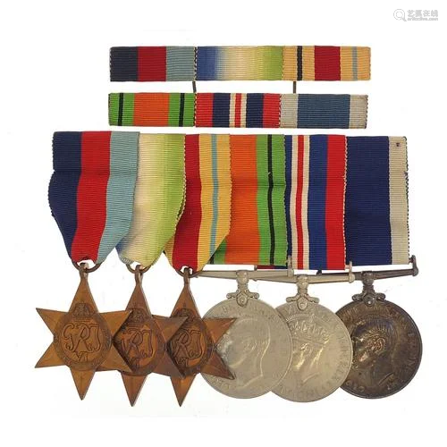 British military World War II six medal group with brooch in...
