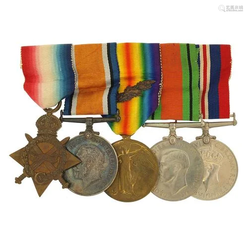 British military World War I and World War II five medal gro...