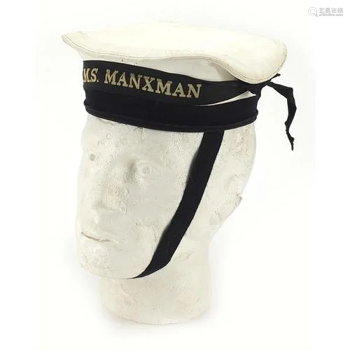 Naval interest cap with HMS Manxman tally