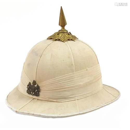 British military World War II spike top pith helmet with cap...