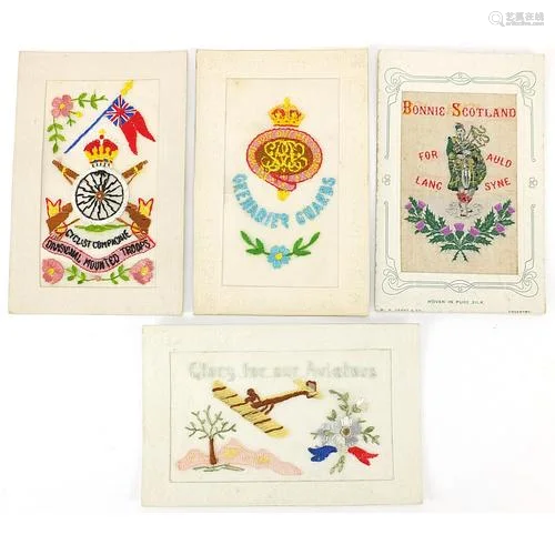 WWI Military interests silk postcards including Cyclists Div...