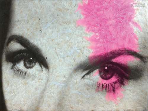 BODYLANSCAPE EYE PINK, 2010. Plumes et impression sous plexi...