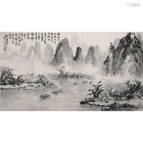 CHINESE CALLIGRAPHY AND PAINTING OIL ON PAPER LENS LIU HAI S...