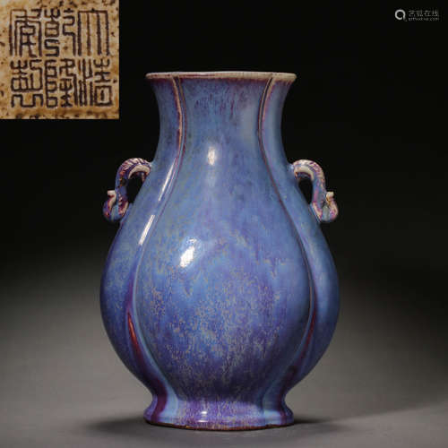 CHINESE QING DYNASTY QIANLONG WARE VARIABLE-GLAZED AMPHORA