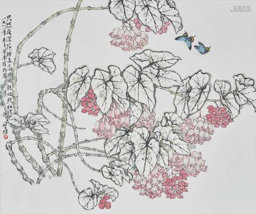 Fang Chuxiong (b.1950)  Flower and Butterfly