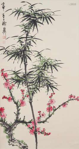 Xie Zhiliu (1910-1997) Cherry Blossom and Bamboo
