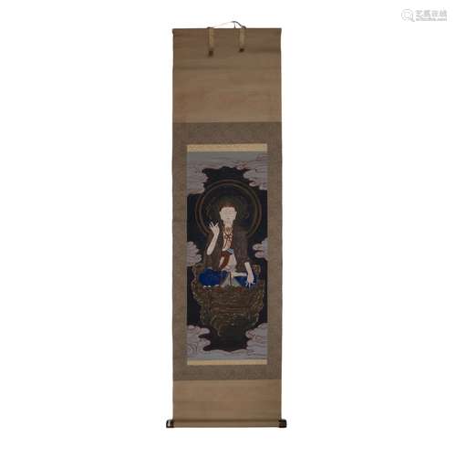 CHINESE PAINT ON PAPER SCROLL OF GUAN YIN