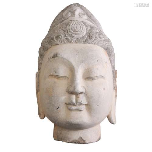 LARGE STONE CARVED BUDDHA HEAD