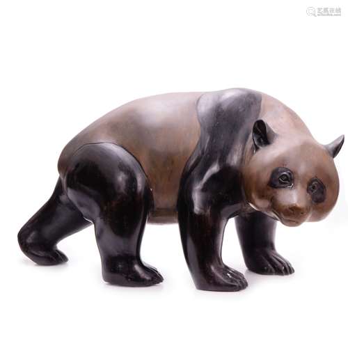 PAINTED COPPER STATUE OF PANDA BEAR