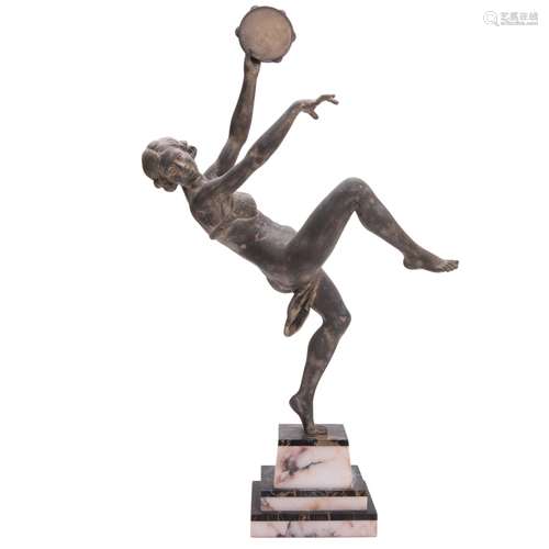 CAST BRONZE TAMBOURINE DANCER