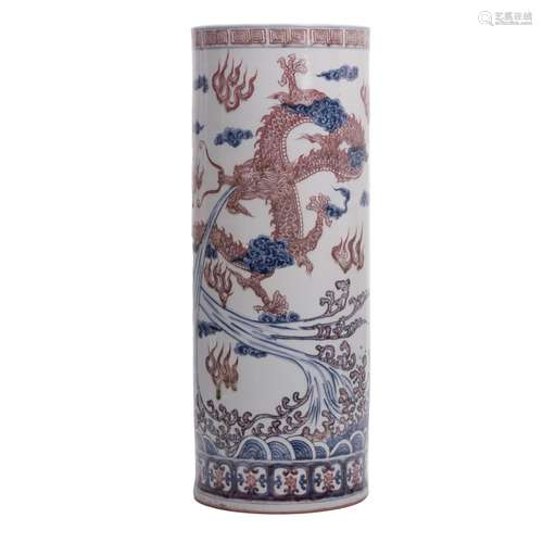 CHINESE IMARI RED DRAGON UMBRELLA STAND