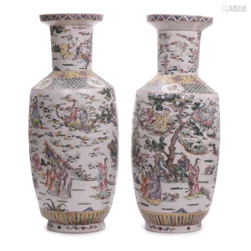 CHINESE FAMILLE ROSE LARGE IMMORTAL VASES