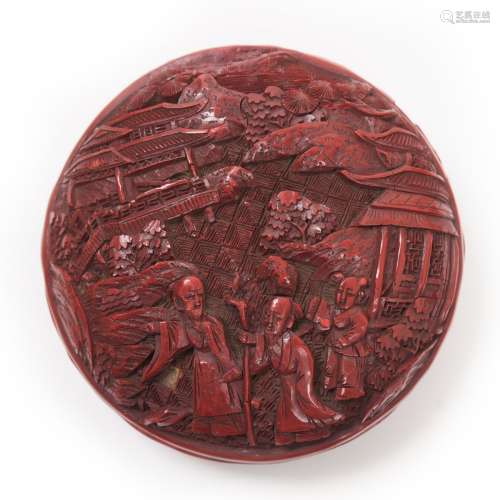 Double Sided Carving Cinnabar Lacquer Paste Box