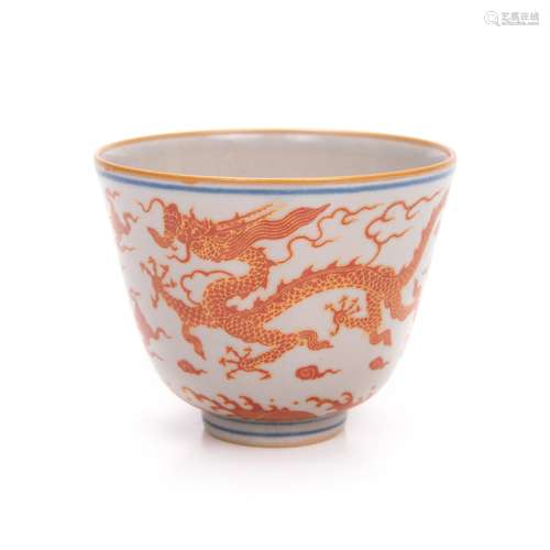 Chinese Iron-red-decorated Gilded Dragon Cup