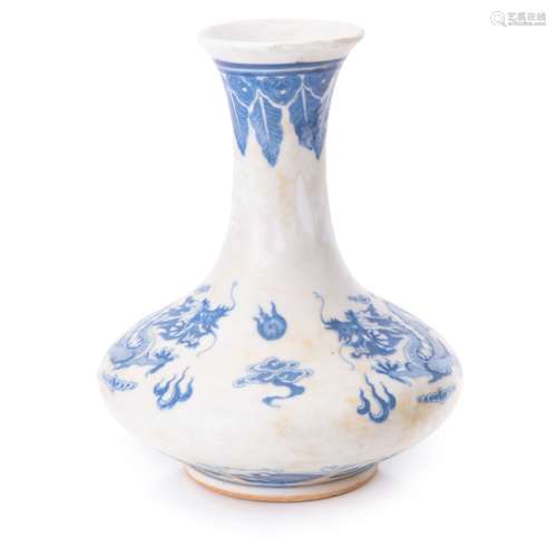 CHINESE BLUE AND WHITE DRAGON VASE