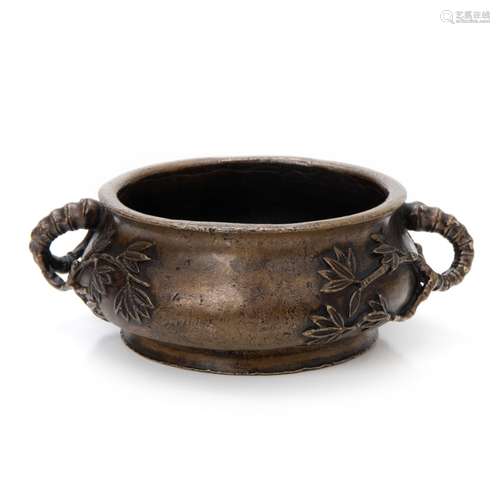 CHINESE BRONZE BRAZIER BAMBOO MOTIF