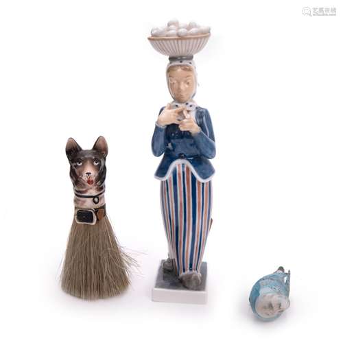 Royal Copenhagen & Porcelain Dog head & Parakeet