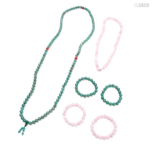 SET OF 6 JADE NECKLACE AND BRACELET