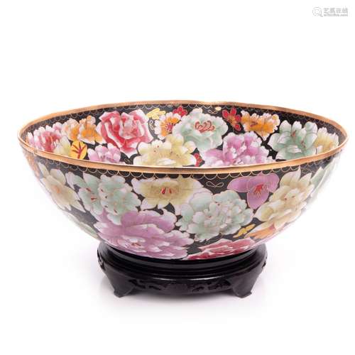 CHINESE NOIRE CLOISONNE BOWL