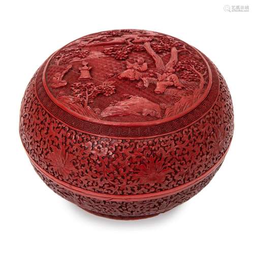 CHINESE CINNABAR LACQUER ROUND BOX