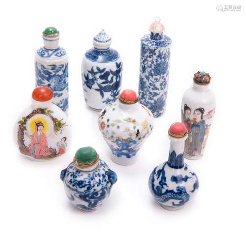 GROUP OF 8 PORCELAIN SNEUFF BOTTLES