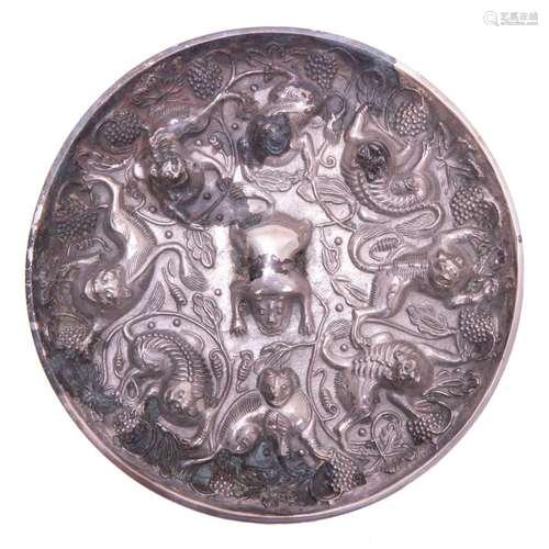 CHINESE SILVERED BRONZE MIRROR