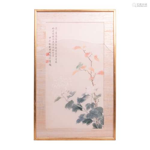 CHINESE POEM PAINTING ON SILK