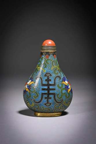 Cloisonne Enamel Longevity Snuff Bottle