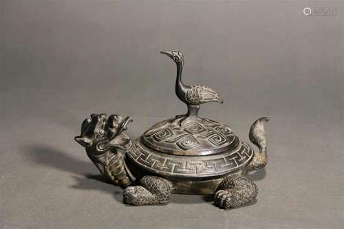 Bronze Ritual Turtle-Crane Ink Slab