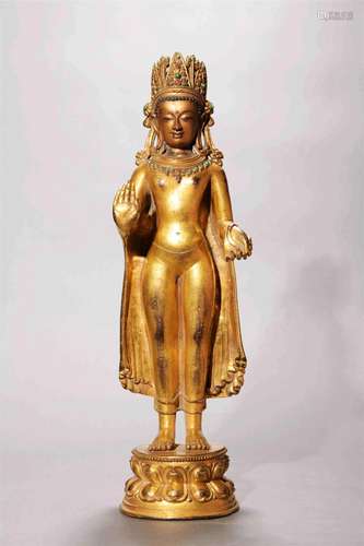 Gilt Bronze Figure of Shakyamunnin