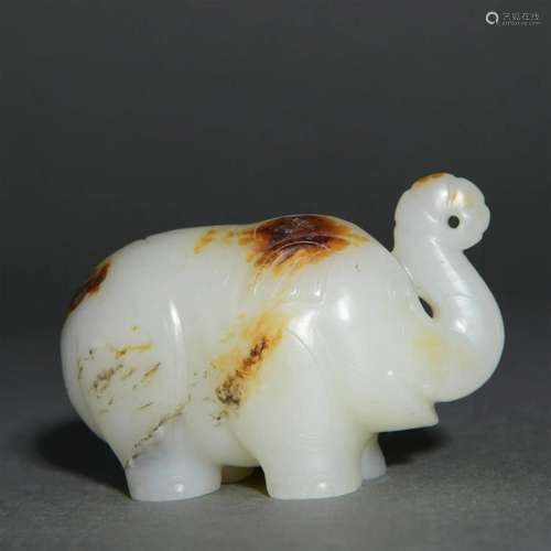 Carved Hetian Jade Elephant