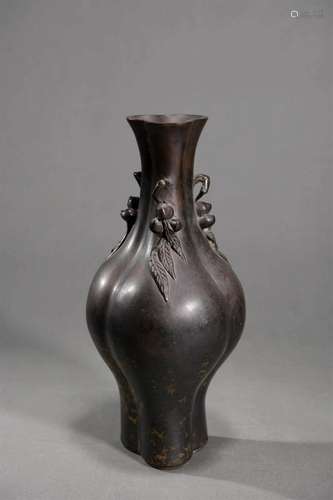 Bronze Peaches Flower Vase