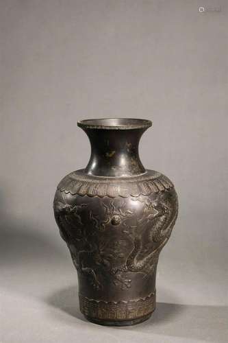 Bronze Ritual Twin-Dragon Vase