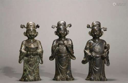 Three Bronze Monkey Statues