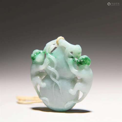 Carved Jadeite Double Monkey Plaque Pendant