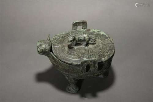 Bronze Ritual Tiger-Form Vessel Ding