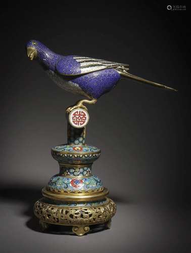 Cloisonne Enamel Magpie Statue