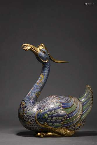 Cloisonne Enamel Lingzhi-Form Goose Statue