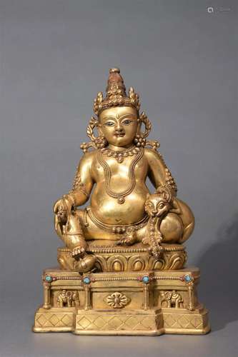 Gilt Bronze Figure of Yellow Jambhala