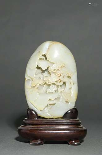 Carved Hetian Jade Scholars Boulder