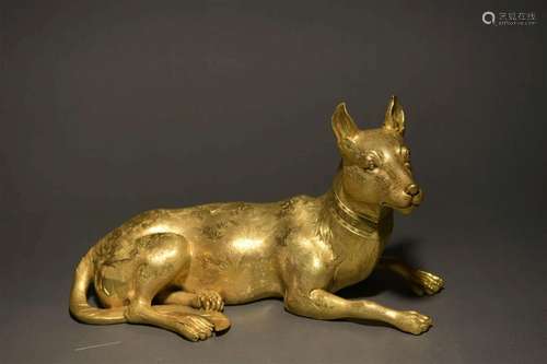 Gilt-Bronze Recumbent Hound