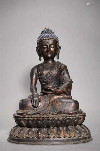 Painted Bronze Figure of Shakyamuni