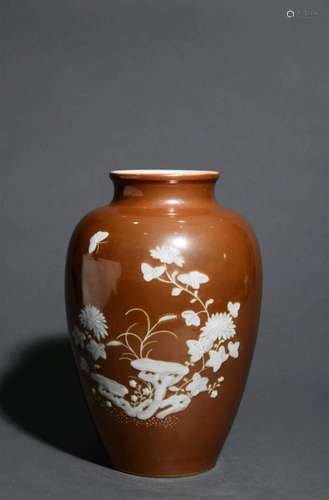 Aubergine Glaze Floral Vessel