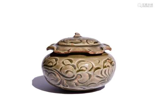 Yaozhou Kiln Incised Flower Jar with Cover