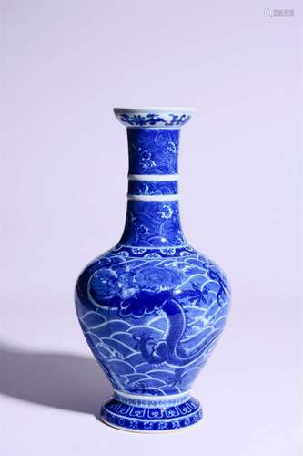 Blue and White Sea Dragon Vase