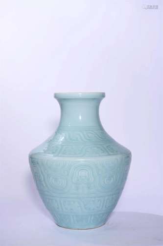 Moulded Celadon Glaze Floral Vase