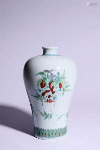 Doucai Glaze Fruits Meiping Vase